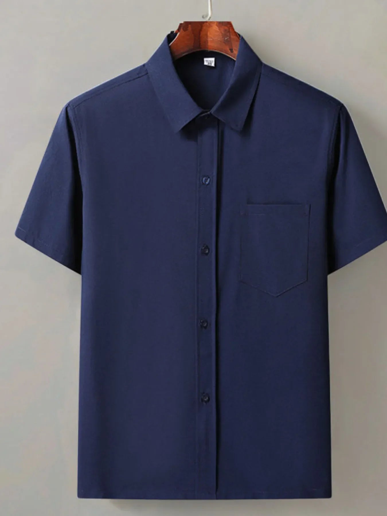 Men's Full Size Button Up Short Sleeve Shirt Plus Size Navy / S