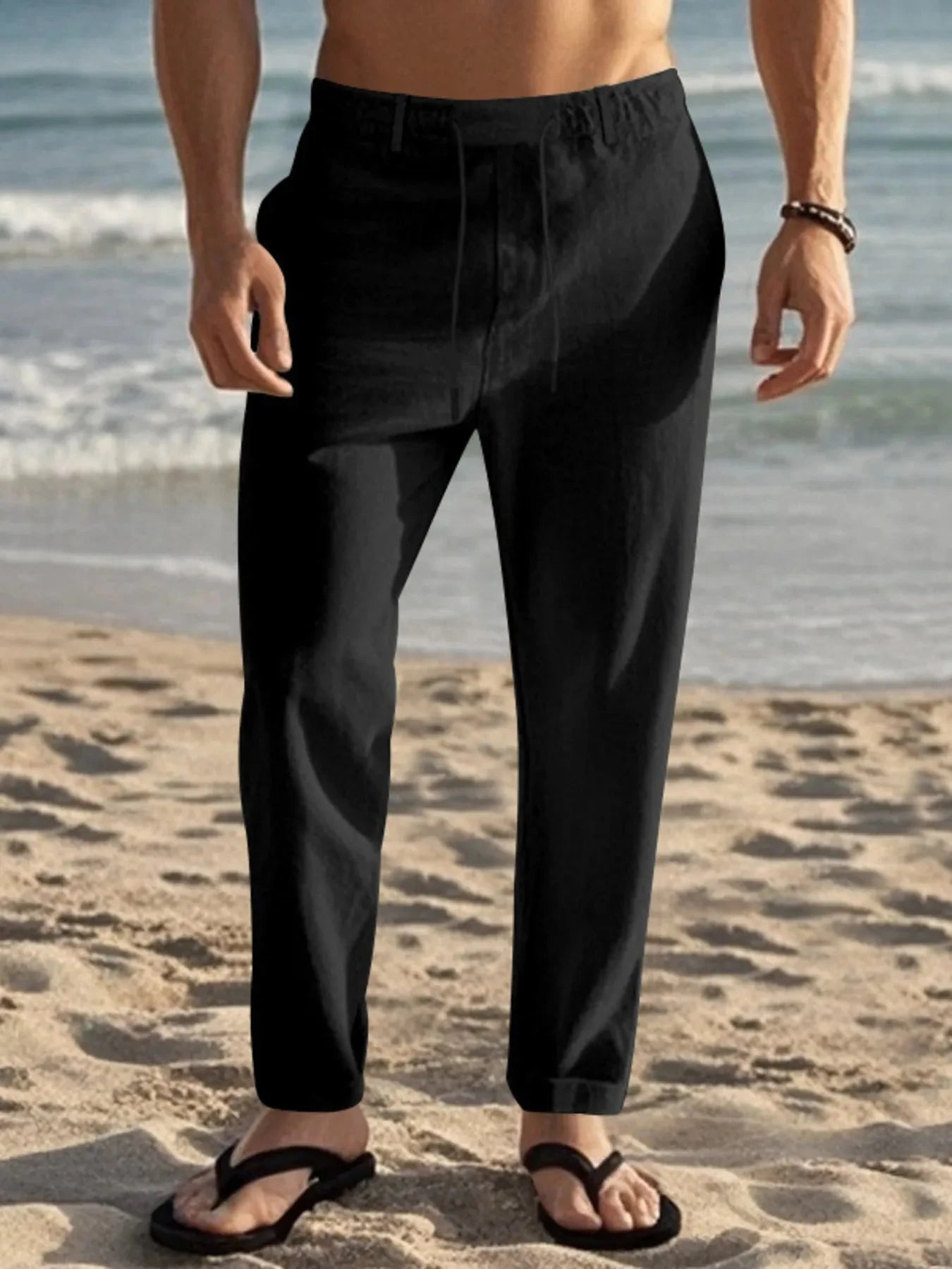 Men's Full Size Casual Drawstring Pants Plus Size Black / S