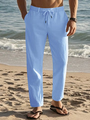 Men's Full Size Casual Drawstring Pants Plus Size Light Blue / S