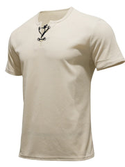 Men's Full Size Casual Lace-Up Henley T-Shirt Plus Size Apricot / S