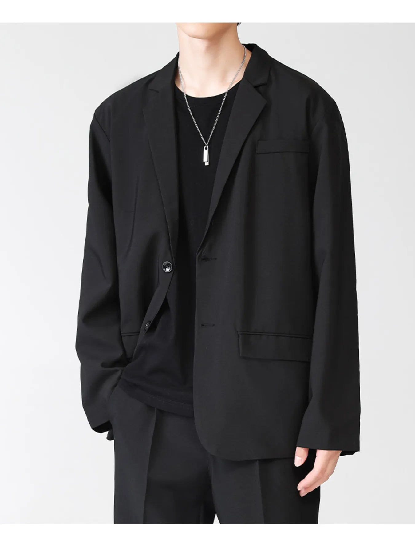 Men's Full Size Casual Lightweight Button Up Blazer Plus Size Black / S