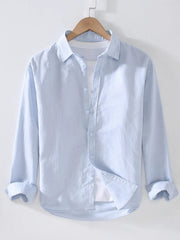 Men's Full Size Casual Long Sleeve Button-Up Shirt Plus Size Light Blue / S