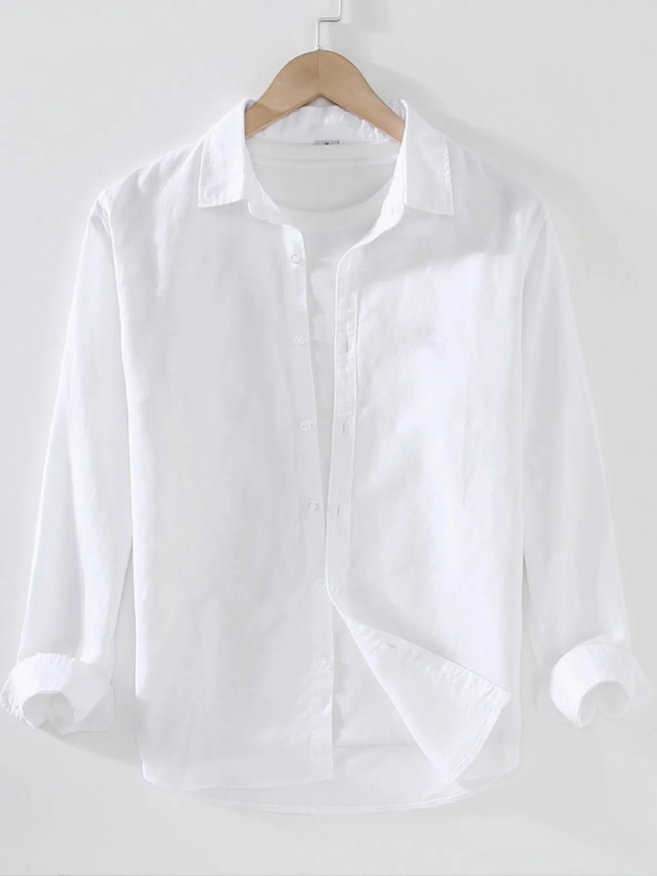 Men's Full Size Casual Long Sleeve Button-Up Shirt Plus Size White / S