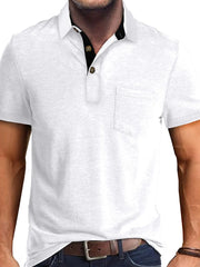 Men's Full Size Classic Heathered Pocket Polo Shirt Plus Size White / S