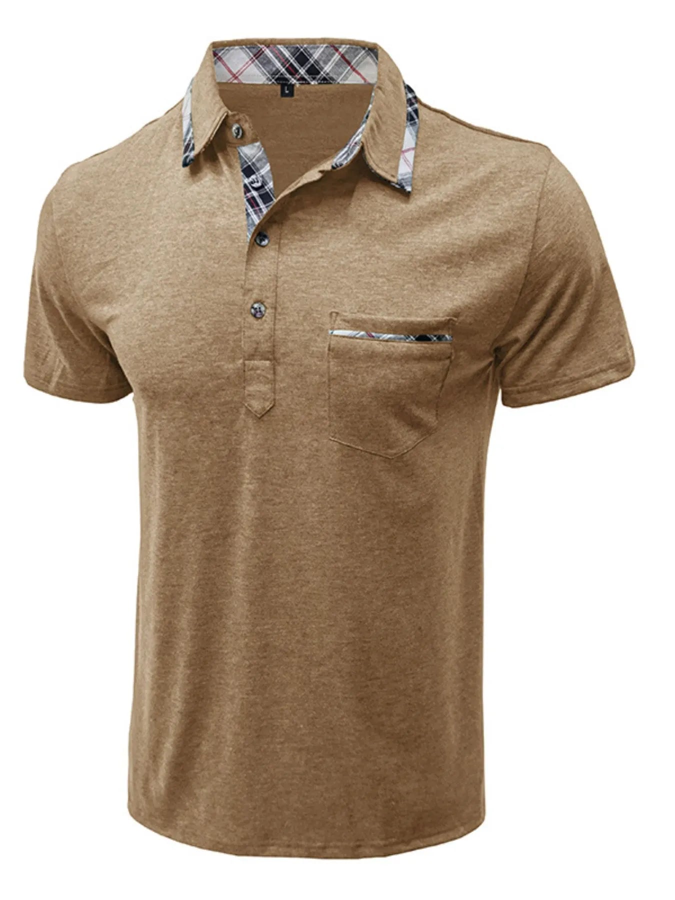 Men's Full Size Classic Plaid Collar Cotton Polo Shirt Plus Size