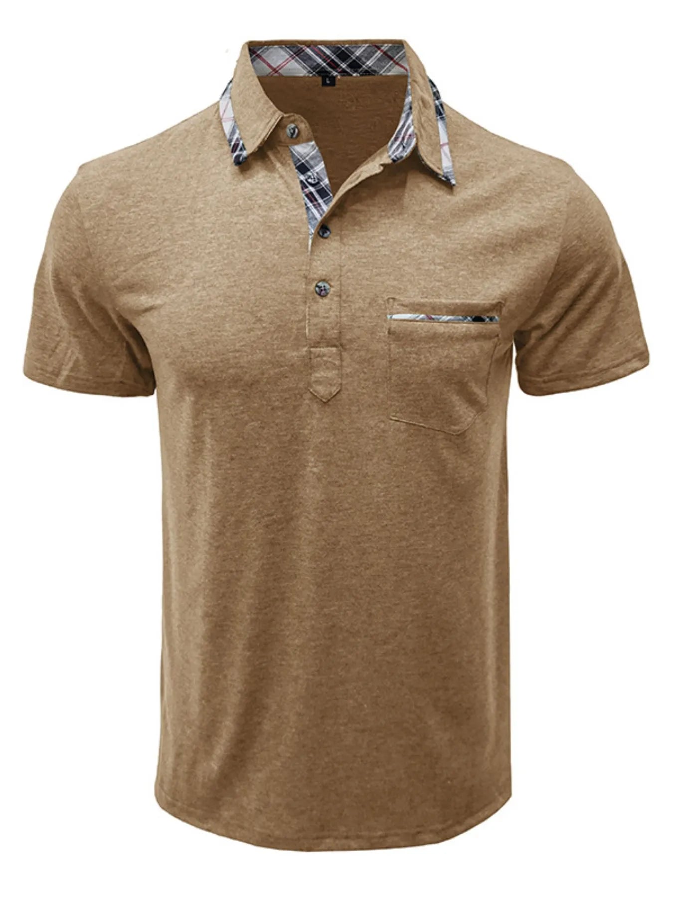 Men's Full Size Classic Plaid Collar Cotton Polo Shirt Plus Size