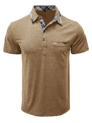 Men's Full Size Classic Plaid Collar Cotton Polo Shirt Plus Size