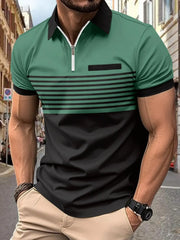 Men's Full Size Collared Neck Contrast Polo Plus Size Matcha Green / S