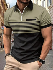 Men's Full Size Collared Neck Contrast Polo Plus Size Sage / S