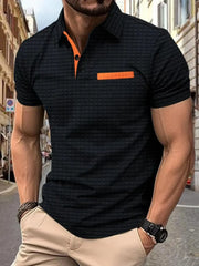 Men's Full Size Collared Neck Short Sleeve Polo Plus Size Black / 2XL