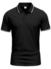 Men's Full Size Collared Neck Short Sleeve Polo Plus Size Black / S