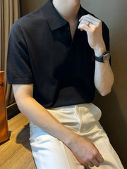 Men's Full Size Collared Neck Short Sleeve Polo Plus Size Black / S