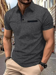 Men's Full Size Collared Neck Short Sleeve Polo Plus Size Dark Gray / S