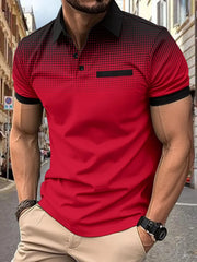 Men's Full Size Collared Neck Short Sleeve Polo Plus Size Deep Red / S