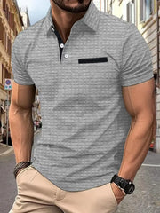 Men's Full Size Collared Neck Short Sleeve Polo Plus Size Gray / S