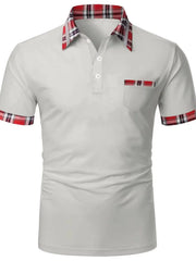 Men's Full Size Collared Neck Short Sleeve Polo Plus Size Gray / S