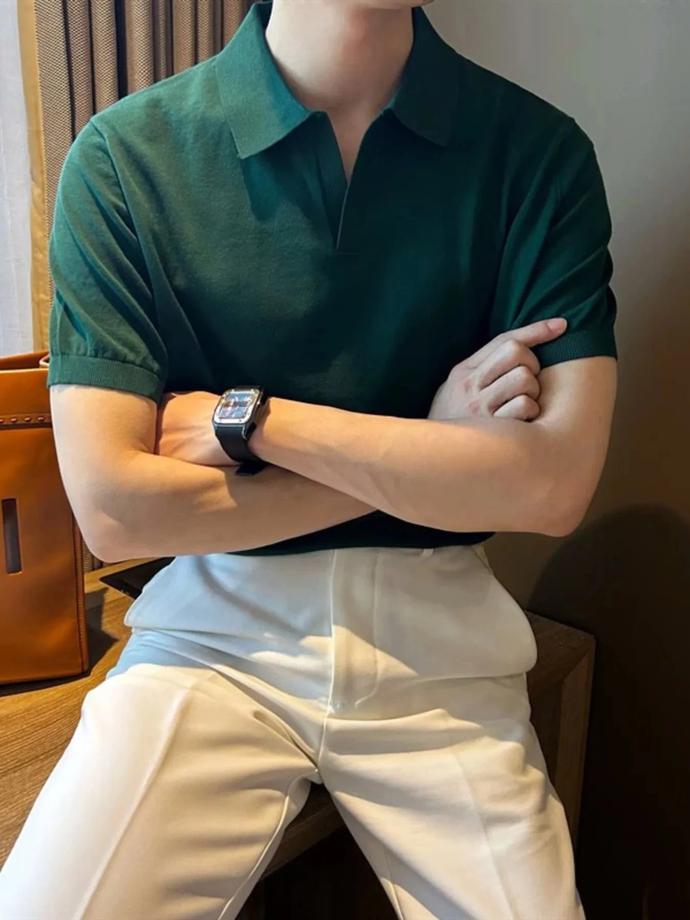 Men's Full Size Collared Neck Short Sleeve Polo Plus Size Green / S