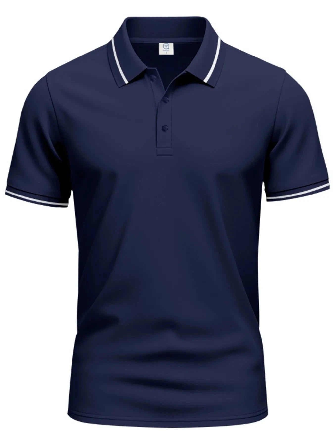 Men's Full Size Collared Neck Short Sleeve Polo Plus Size Navy Blue / S