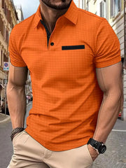 Men's Full Size Collared Neck Short Sleeve Polo Plus Size Orange / S