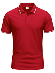 Men's Full Size Collared Neck Short Sleeve Polo Plus Size Red / S
