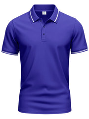 Men's Full Size Collared Neck Short Sleeve Polo Plus Size Royal Blue / S