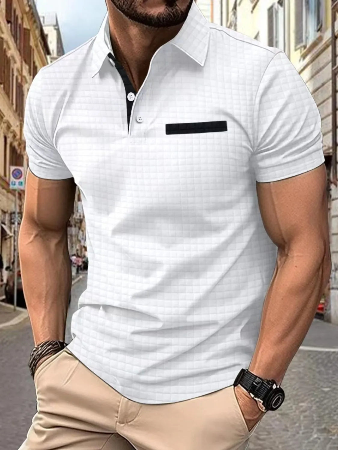 Men's Full Size Collared Neck Short Sleeve Polo Plus Size White / S