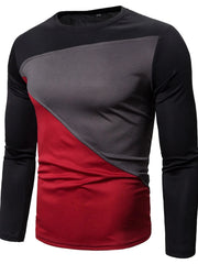 Men's Full Size Color Block Long Sleeve T-Shirt Plus Size Black / S
