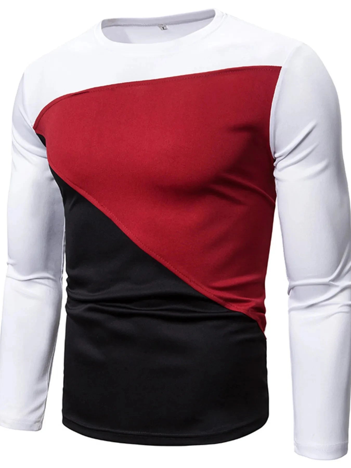 Men's Full Size Color Block Long Sleeve T-Shirt Plus Size White / S