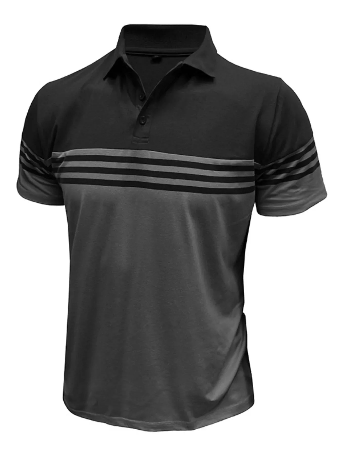 Men's Full Size Color Block Striped Polo Shirt Plus Size