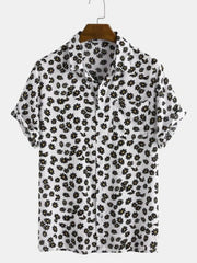 Men's Full Size Daisy Print Button Up Shirt Plus Size Black / S
