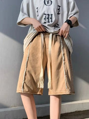 Men's Full Size Drawstring Denim Shorts with Pockets Plus Size