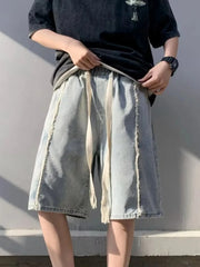 Men's Full Size Drawstring Denim Shorts with Pockets Plus Size Blue / S