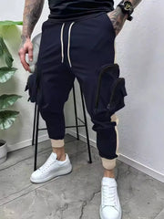 Men's Full Size Drawstring Joggers with Pockets Plus Size Navy / S