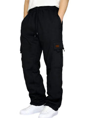 Men's Full Size Drawstring Pants with Pockets Plus Size Black / S