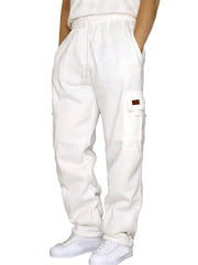 Men's Full Size Drawstring Pants with Pockets Plus Size White / S