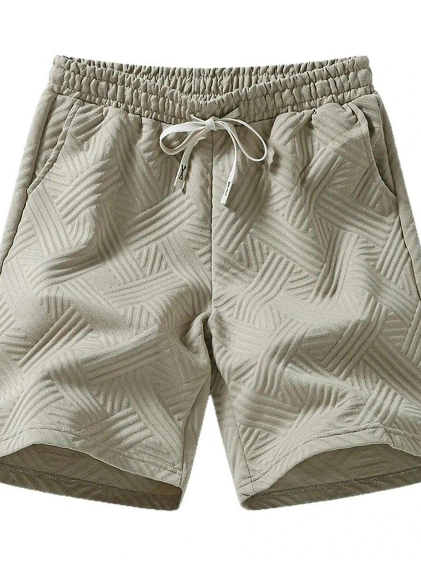 Men's Full Size Drawstring Pocketed Shorts Plus Size Khaki / S