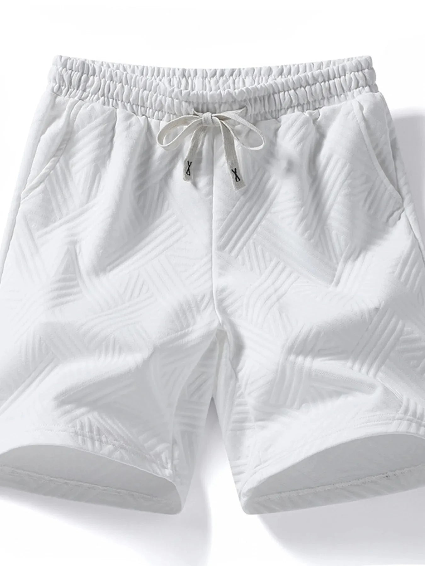 Men's Full Size Drawstring Pocketed Shorts Plus Size White / S