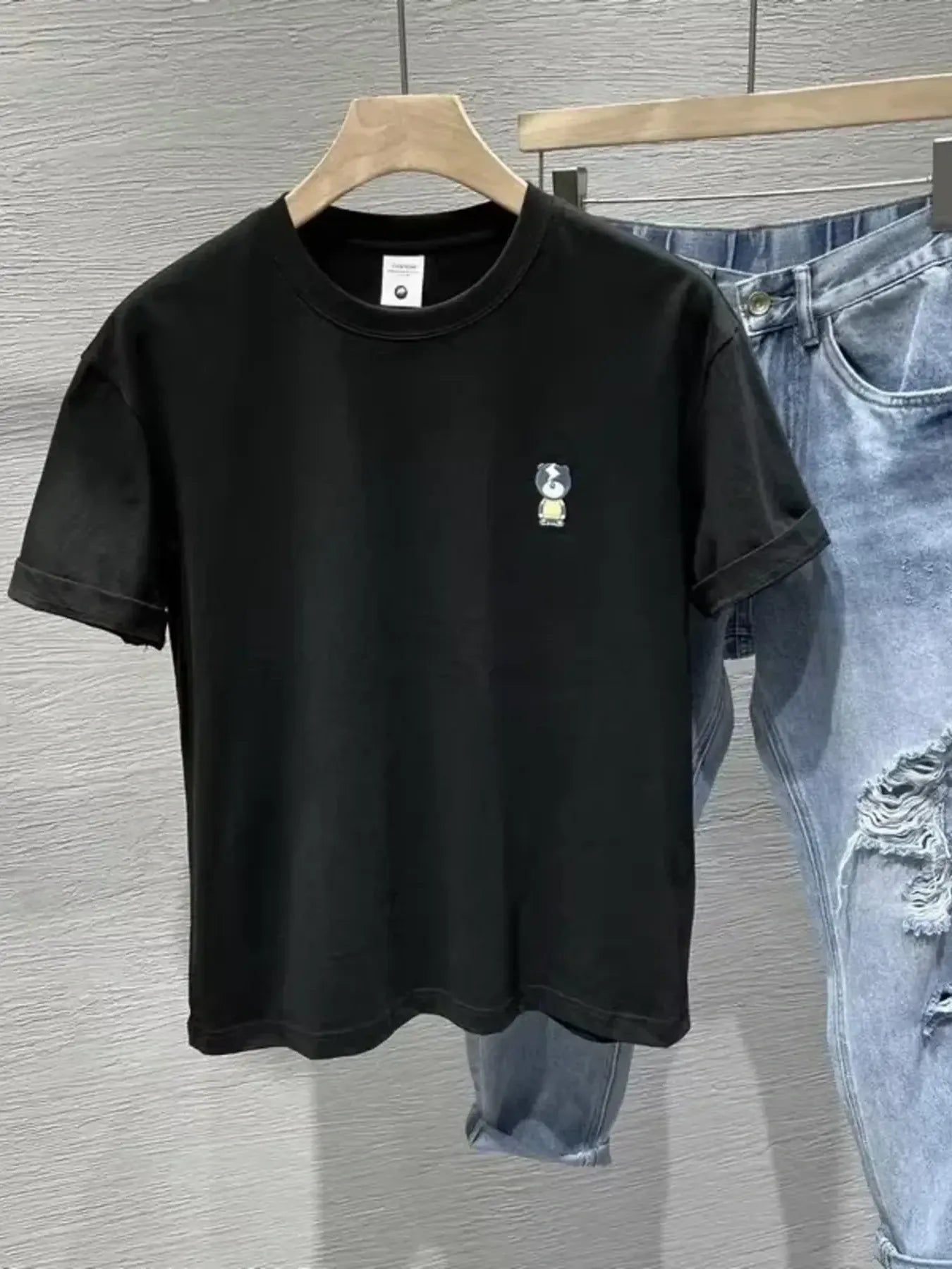 Men's Full Size Graphic Round Neck T-Shirt Plus Size Black / S