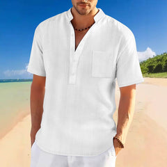 Men's Full Size Half Button Short Sleeve Polo Plus Size White / S