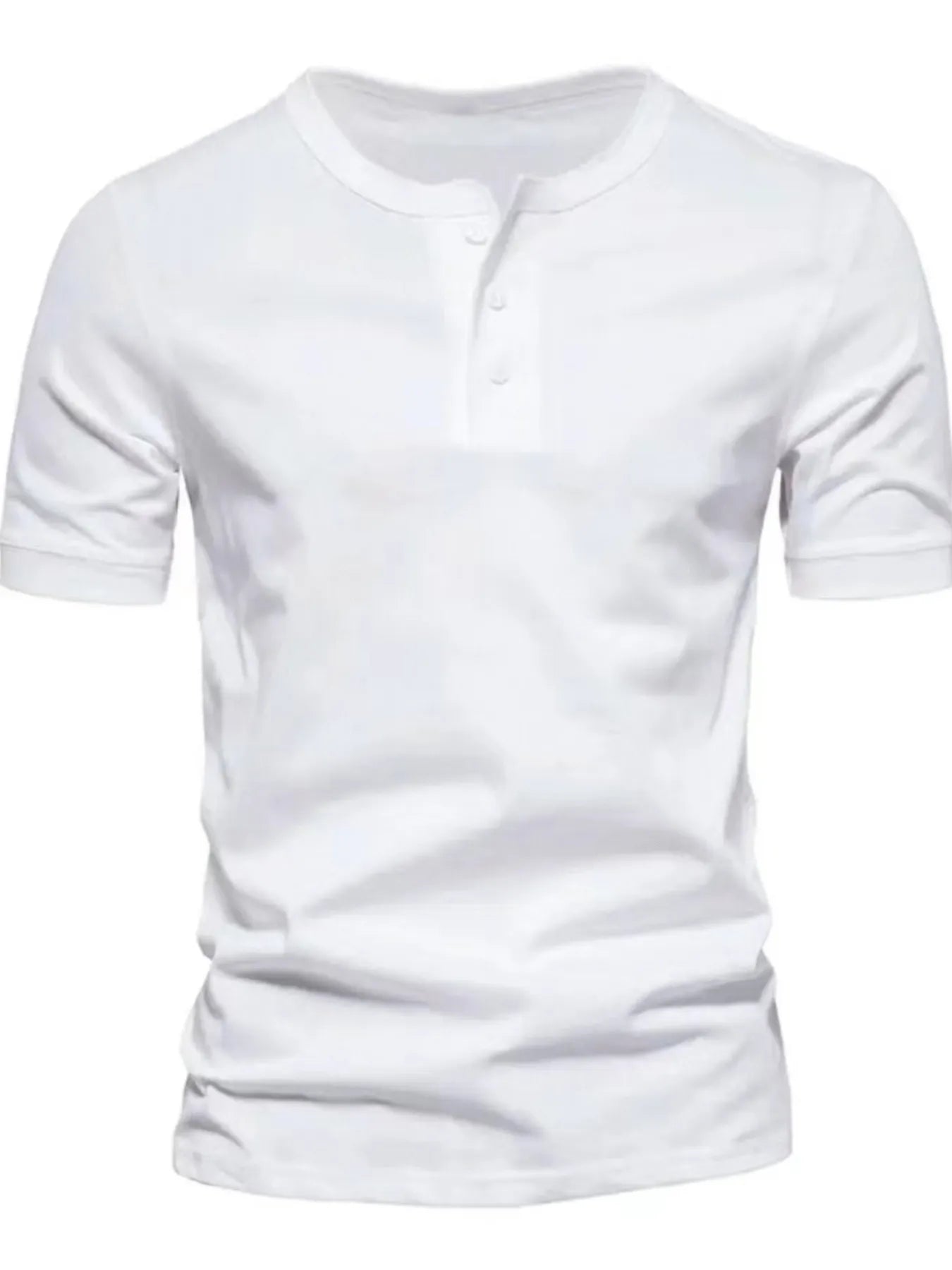 Men's Full Size Henley Style T-Shirt with Button Detail Plus Size White / S