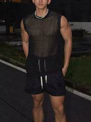 Men's Full Size Hollow Out Round Neck Tank Plus Size