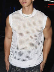 Men's Full Size Hollow Out Round Neck Tank Plus Size