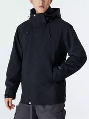 Men's Full Size Hooded Waterproof Outdoor Jacket Plus Size Black / XS