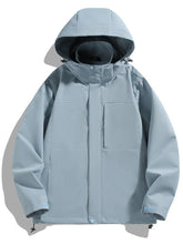 Men's Full Size Hooded Windproof Casual Jacket Plus Size Light Blue / S