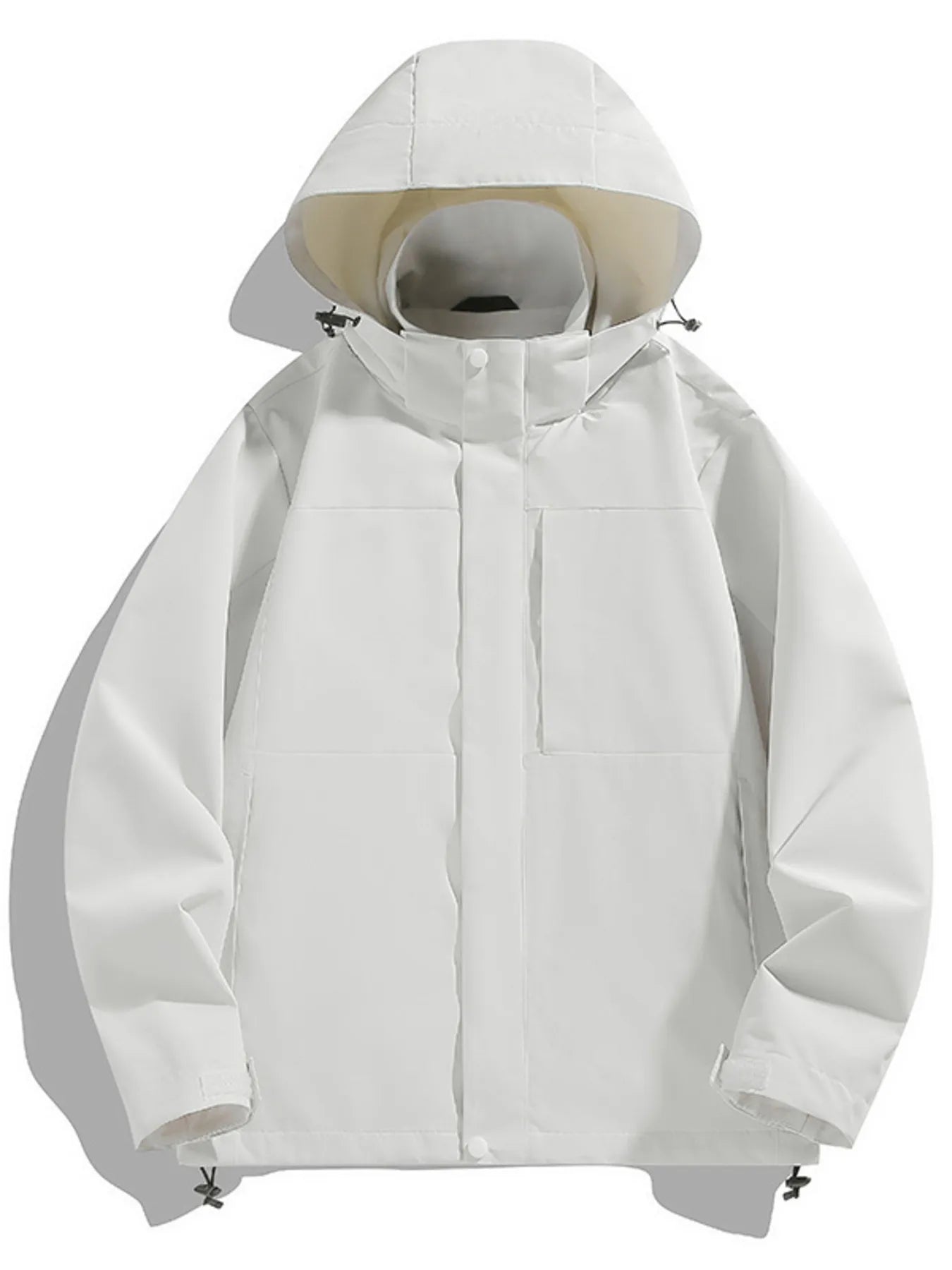 Men's Full Size Hooded Windproof Casual Jacket Plus Size White / S