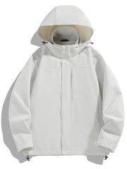 Men's Full Size Hooded Windproof Casual Jacket Plus Size White / S