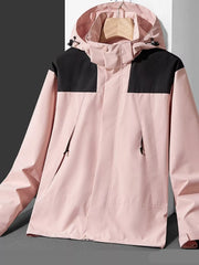 Men's Full Size Hooded Windproof Outdoor Jacket Plus Size Tender Powder / XS