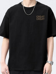 Men's Full Size Letter Round Neck Short Sleeve T-Shirt Plus Size Black / S