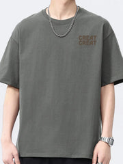 Men's Full Size Letter Round Neck Short Sleeve T-Shirt Plus Size Iron Gray / S