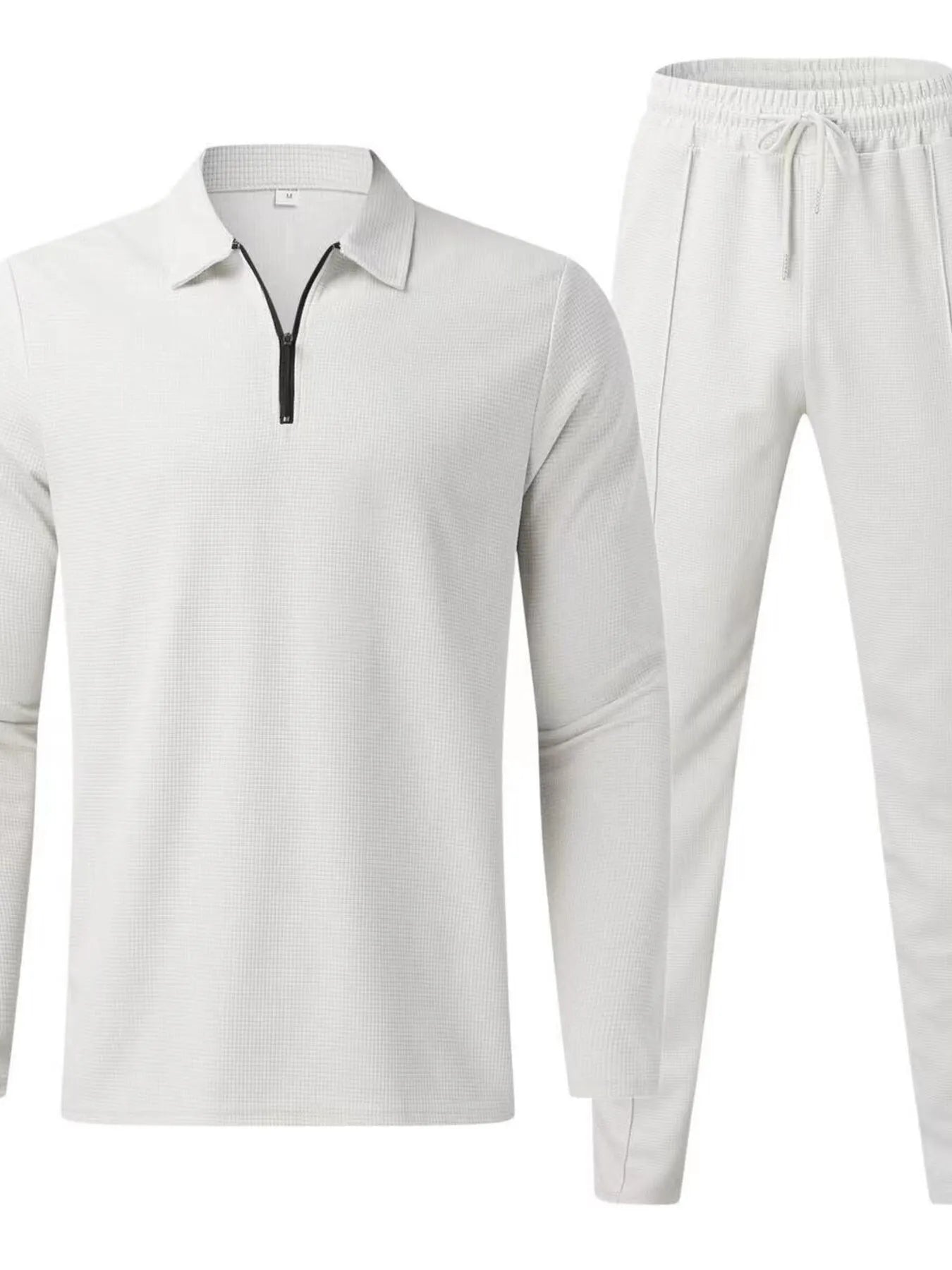 Men's Full Size Long Sleeve Top and Pants Set Plus Size White / S